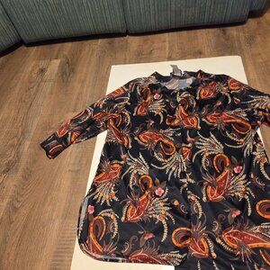 Joanna Woman's Blouse Black Print Designs - Plus Size L